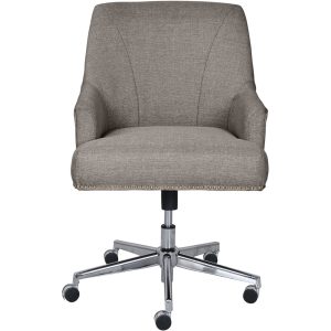 Serta – Leighton Modern Upholstered Home Office Chair with Memory Foam – Medium Gray – Woven Fabric