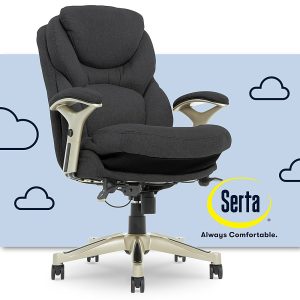 Serta – Upholstered Back in Motion Health  Wellness Manager Office Chair – Fabric – Dark Gray