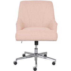 Serta – Leighton Modern Upholstered Home Office Chair with Memory Foam – Blush Pink – Woven Fabric