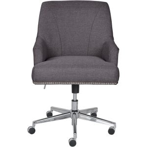 Serta – Leighton Modern Upholstered Home Office Chair with Memory Foam – Graphite – Woven Fabric