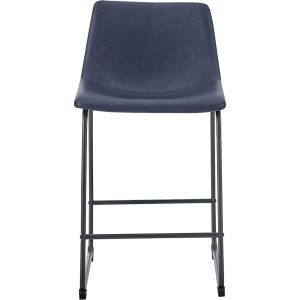 Walker Edison – Industrial Faux Leather Counter Stool (Set of 2) – Blue