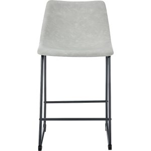 Walker Edison – Industrial Faux Leather Counter Stool (Set of 2) – Gray