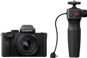 Panasonic – LUMIX G100 Mirrorless Camera for Photo 4K Video and Vlogging 12-32mm Lens Tripod Grip Bundle  DC-G100VK – Black