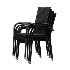 Patio Sense – Morgan Outdoor Wicker Chairs (Set of 4) – Black