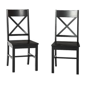 Walker Edison – Modern Farmhouse X-Back Dining Chairs Set of 2 – Antique Black