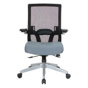 Office Star Products – Manager’s Chair with Breathable Mesh Back and Fabric Seat with a Silver Base. – Blue