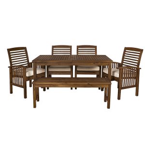 Walker Edison – 6-Piece Everest Patio Dining Set – Dark Brown