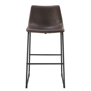 Walker Edison – 30″ Industrial Faux Leather Barstools Set of 2 – Brown