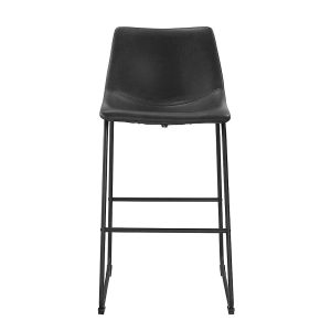 Walker Edison – 30″ Industrial Faux Leather Barstools Set of 2 – Black