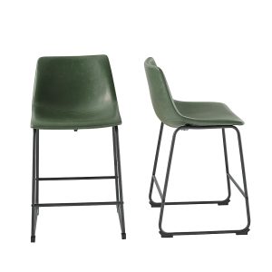 Walker Edison – Contemporary Faux Leather Dining Chairs set of 2 – Green