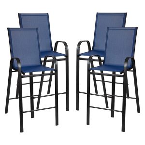 Alamont Home – Brazos Modern Fabric Patio Barstool (set of 4) – Navy