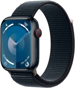 Apple Watch Series 9 (GPS + Cellular) 45mm Midnight Aluminum Case with Midnight Sport Loop with Blood Oxygen – Midnight