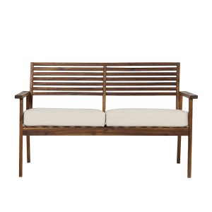 Walker Edison – Modern Acacia Wood Outdoor Loveseat – Dark Brown