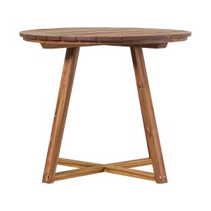 Walker Edison – Modern Solid Acacia Wood Round Outdoor Dining Table – Brown