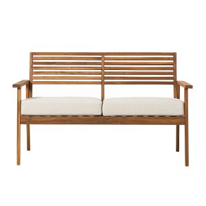 Walker Edison – Modern Acacia Wood Outdoor Loveseat – Brown