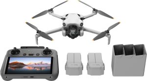 DJI – Mini 4 Pro Fly More Combo Drone and RC 2 Remote Control with Built-in Screen – Gray