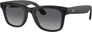 Ray-Ban Meta – Wayfarer Large Smart Glasses with Meta AI Audio Photo Video Compatibility – Polarized Gradient Graphite Lenses – Matte Black