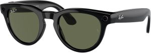 Ray-Ban Meta – Headliner Smart Glasses with Meta AI Audio Photo Video Compatibility – Polarized Green Lenses – Shiny Black