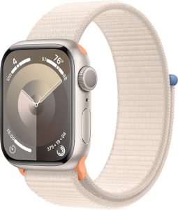 Apple Watch Series 9 GPS 41mm Aluminum Case with Starlight Sport Loop – Starlight