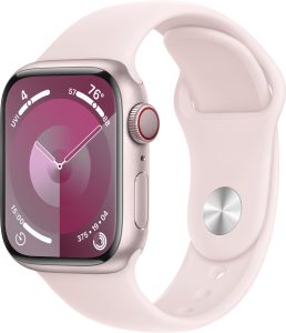 Apple Watch Series 9 GPS + Cellular 41mm  Aluminum Case with Light Pink Sport Band  (Small/Medium) – Pink