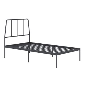 Sauder – Harvey Park Twin Metal Platrorm Bed w/ Headboard – Black