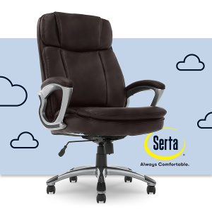 Serta – Fairbanks Bonded Leather Big and Tall Executive Office Chair – Chestnut