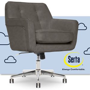 Serta – Ashland Bonded Leather  Memory Foam Home Office Chair – Gray