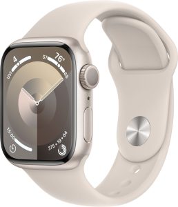 Apple Watch Series 9 GPS 41mm Aluminum Case with Starlight Sport Band  (Medium/Large) – Starlight