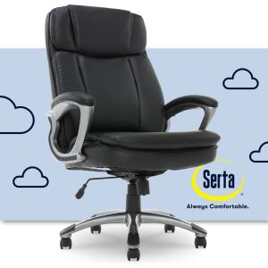 Serta – Fairbanks Bonded Leather Big and Tall Executive Office Chair – Black