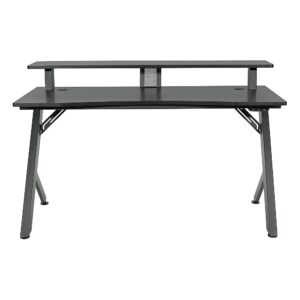 OSP Home Furnishings – Area51 Battlestation Gaming Desk with Matte Legs – Black