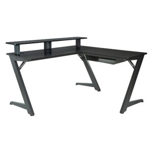 OSP Home Furnishings – Avatar Battlestation L-Shape Gaming Desk with Carbon Top and Matte Legs – Black