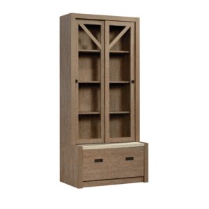 Sauder – Dixon City 4-Shelf Bookcase with Doors – Brushed Oak