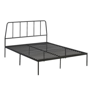 Sauder – Harvey Park Queen Metal Platform  Bed Frame with Headboard – Black