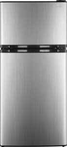 Insignia – 4.3 Cu. Ft. Mini Fridge with Top Freezer a- Stainless Steel