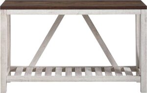 Walker Edison – Modern Farmhouse Entryway Table – Dark Walnut/White Oak