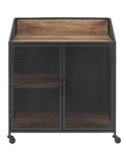 Walker Edison – 33″ Industrial 2-Door Bar Cabinet – Rustic Oak