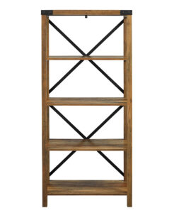 Walker Edison – 64″ Farmhouse 4-Shelf Bookcase – Rustic Oak