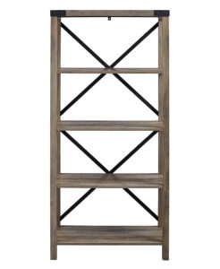 Walker Edison – 64″ Farmhouse 4-Shelf Bookcase – Grey Wash