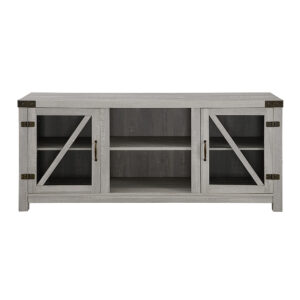 Walker Edison – Rustic Farmhouse TV Stand Cabinet for Most TVs Up to 60″ – Stone Gray