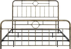 Walker Edison – Industrial King Metal Pipe Bed Frame – Bronze