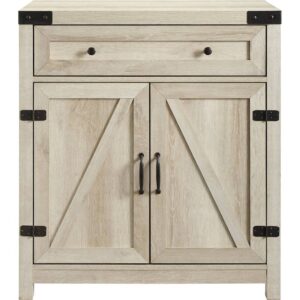 Walker Edison – Farmhouse Barn Door Accent Cabinet – White Oak