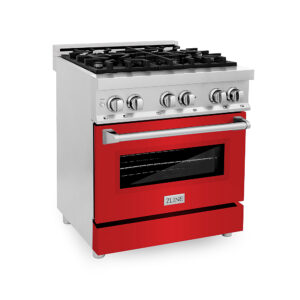 ZLINE – Professional 4 Cu. Ft. Freestanding Dual Fuel Convection Range – Matte Red