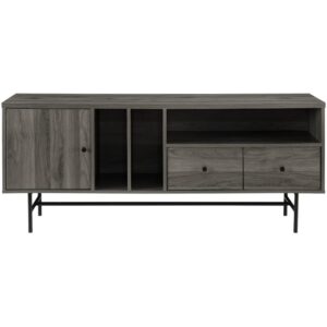 Walker Edison – Modern Industrial TV Stand Cabinet for Most Flat-Panel TVs Up to 66″ – Slate Grey