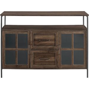 Walker Edison – Industrial High-Grade MDF 3-Door Buffet – Dark Walnut