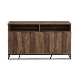 Walker Edison – 58″ Contemporary Angled-Door 2-Shelf Sideboard – Rustic Oak