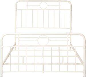 Walker Edison – Industrial Queen Metal Pipe Bed Frame – Antique White