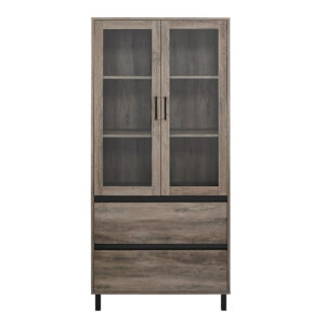 Walker Edison – 2-Drawer Storage Armoire Bookcase Cabinet – Gray Wash