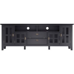 Simpli Home – Artisan Solid Wood 72 inch Wide Transitional TV Media Stand For TVs up to 80 inches – Black