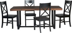 Walker Edison – Rectangular Farmhouse Wood Dining Table (Set of 5) – Mahogany/Black