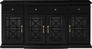 Walker Edison – Landon MDF 4-Door 3-Drawer Sideboard – Black